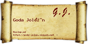 Goda Jolán névjegykártya